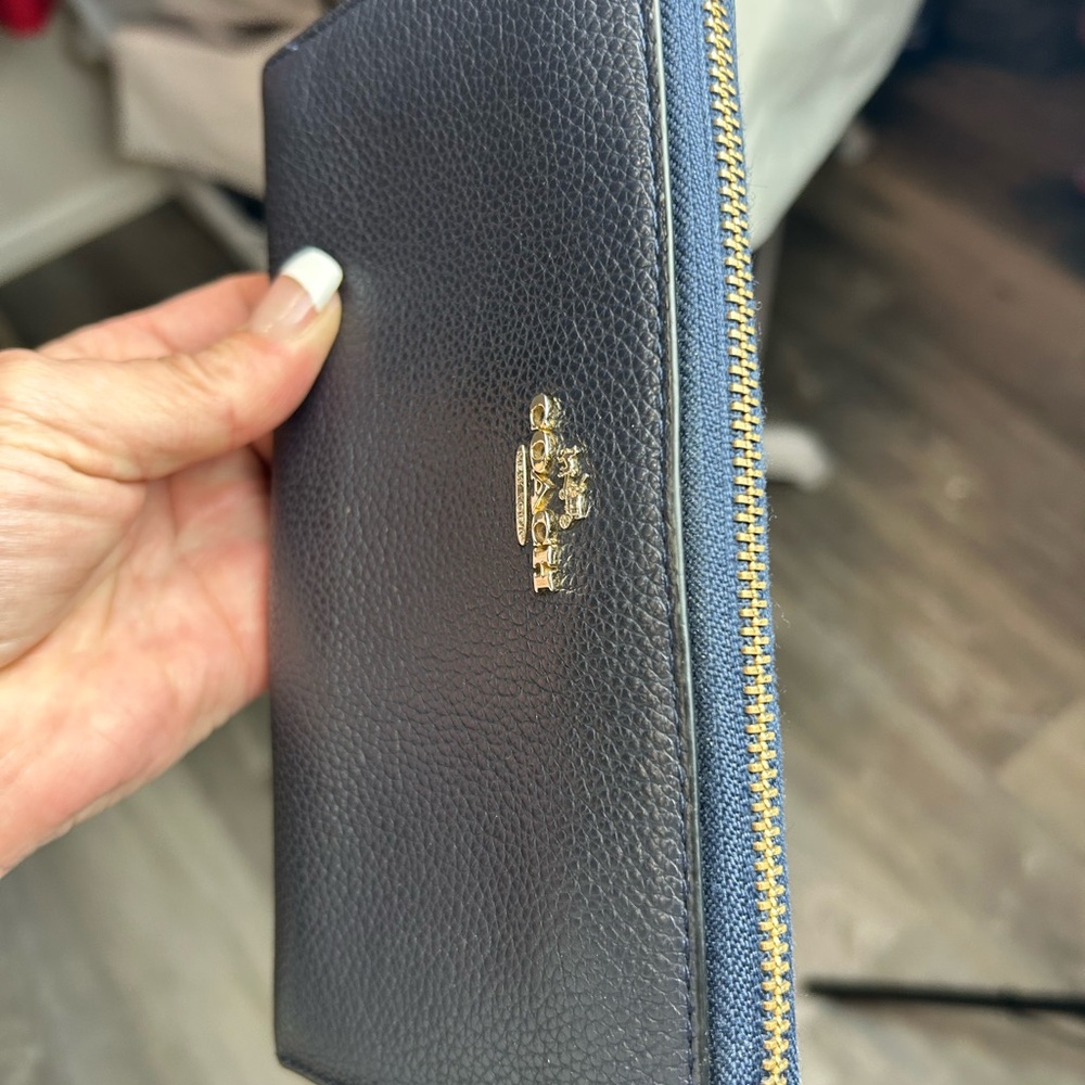 Coach Midnight Blue Leather Zip Wallet